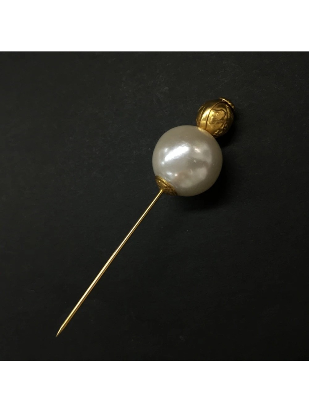 Vintage Salvatore Ferragamo Faux Pearl Stick Pin with Gold Shoe Charm NO CAP👝